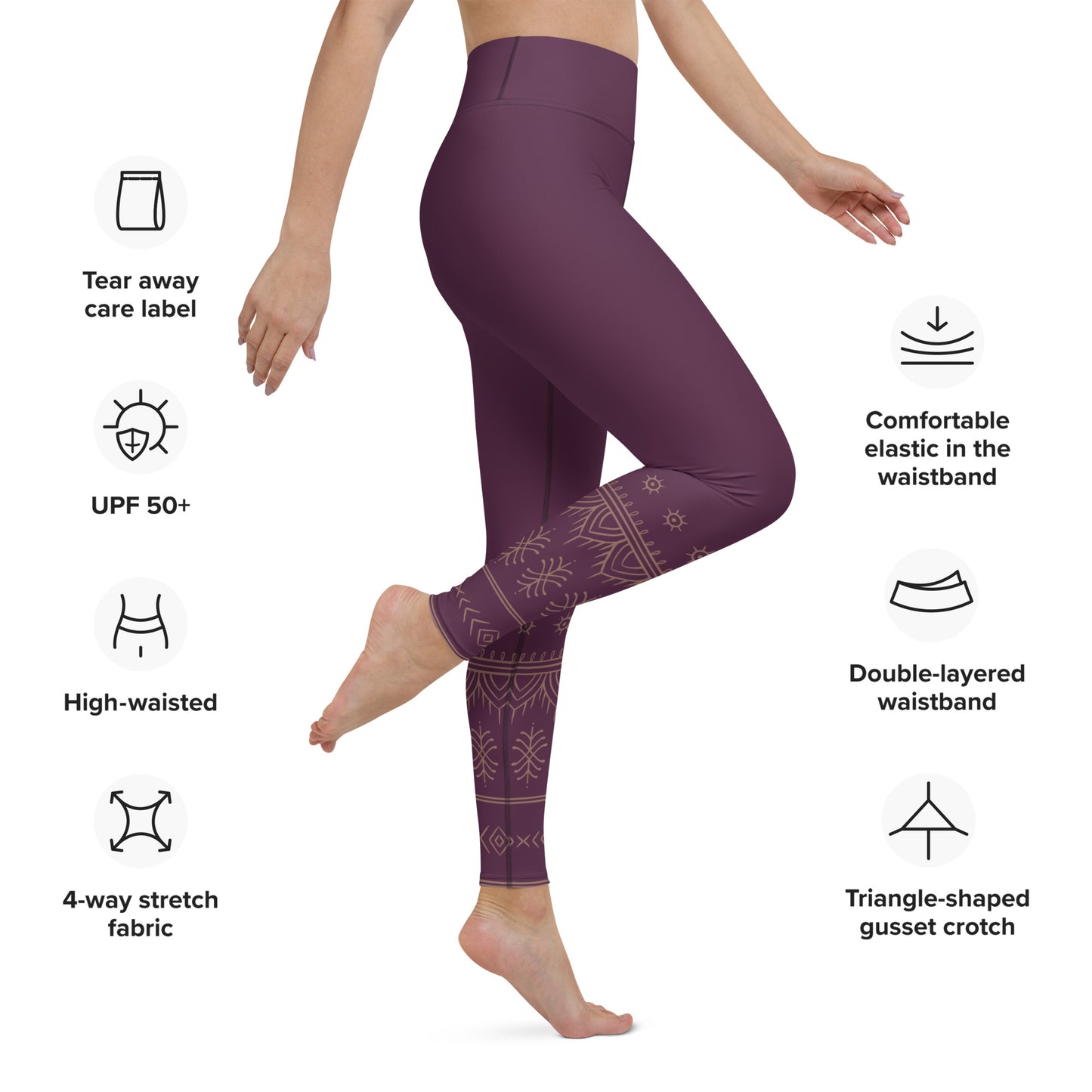 Yoga Leggings - Ida Ayu - Grape red